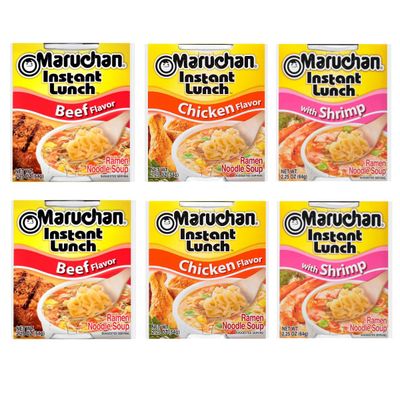 Maruchan Ramen Instant Cup Noodle Variety Pack, 6 Count, 3 Flavors - Chicken, Beef and Shrimp for your Lunch, Meal, and Snack! Tasty Soup (6 Pack)