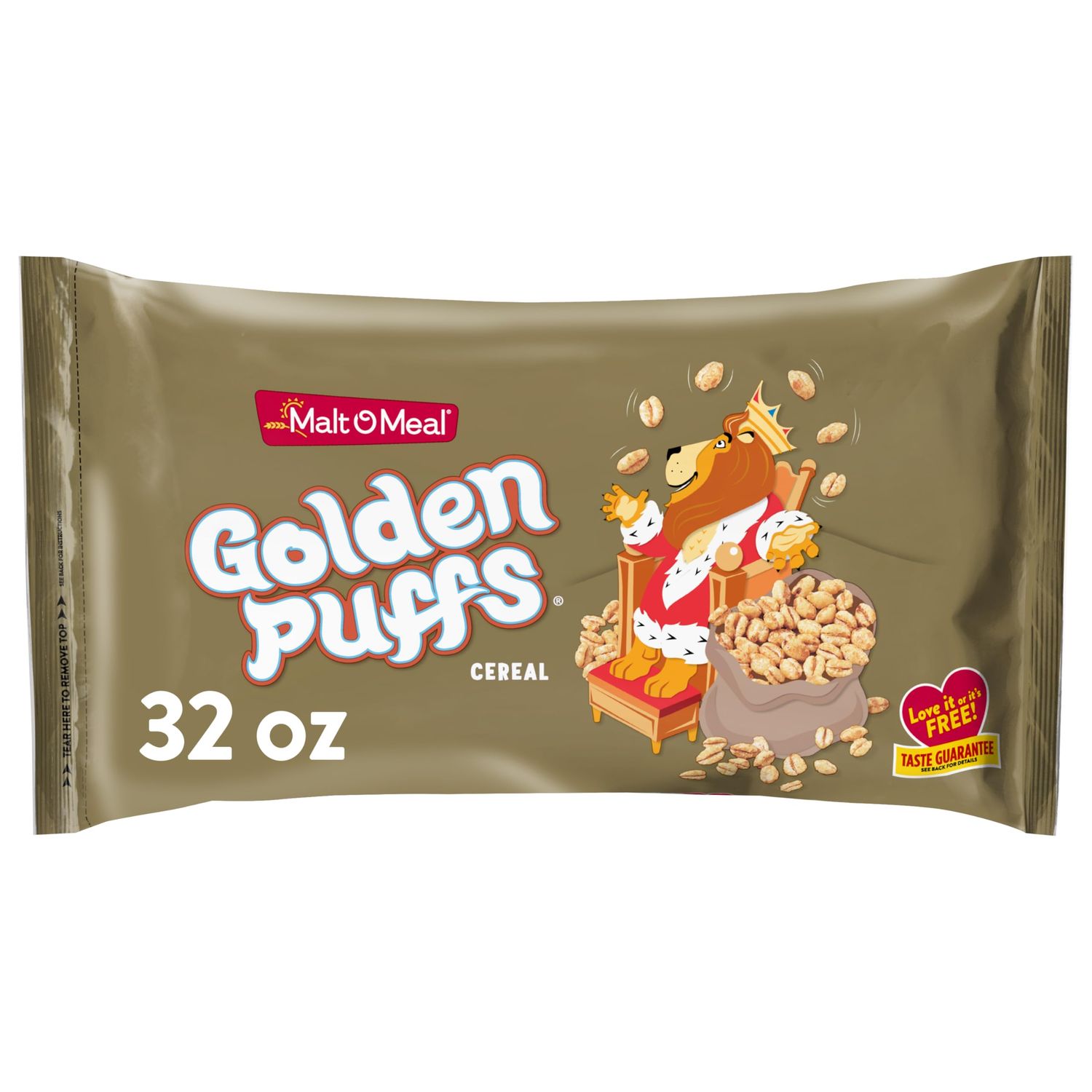 Malt-O-Meal Golden Puffs Kids Breakfast Cereal, Family Size Bulk Bagged Cereal, 32 oz. Bag