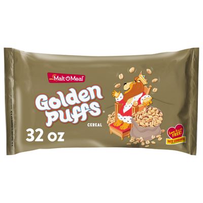 Malt-O-Meal Golden Puffs Kids Breakfast Cereal, Family Size Bulk Bagged Cereal, 32 oz. Bag