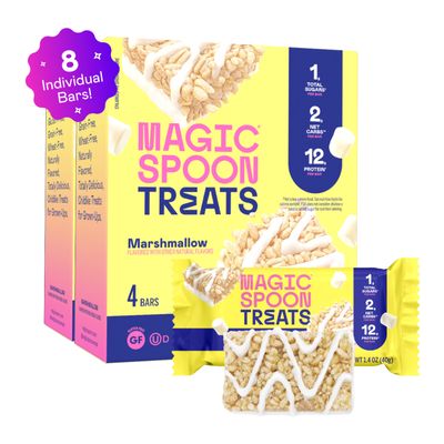MAGIC SPOON Treats - High Protein, Low Carb, Keto Friendly, Low Sugar, Gluten Free, Crispy Protein Bar Cereal Bar, On-The-Go Healthy Snack (Marshmallow, 8 Bars)