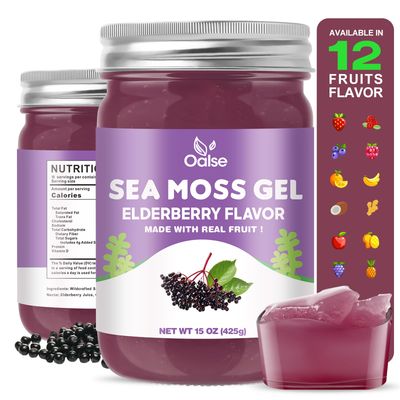 Sea Moss Gel Organic Dietary Supplement- Wildcrafted Irish Sea Moss Gel Elderberry for Overall Health and Immune Support,18.5 Ounce Seamoss Gel