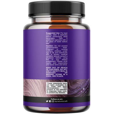 Nighttime Liver Detox &amp; Hydration Pills - Pre and Post Drinking Recovery Liver Support Supplement for Better Mornings with DHM Dihydromyricetin Milk Thistle Extract and Electrolytes (60 Capsules)
