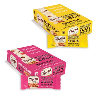 Bob&#39;s Red Mill Bob&#39;s Bar Variety Pack, Peanut Butter Jelly and Banana Flavors, Gluten Free, 24 Bars (2 Packs of 12)