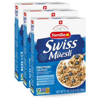 Familia Swiss Muesli Protein Crunch, Energy-Packed Cereal with Superseeds &amp; Honey, 21oz (Pack of 3)