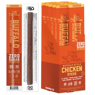 The New Primal Buffalo Chicken Sticks, Keto, Gluten Free Healthy Snacks, Sugar Free Low Carb High Protein Snack, Jerky Meat Stick, 9g Protein, 20 Ct