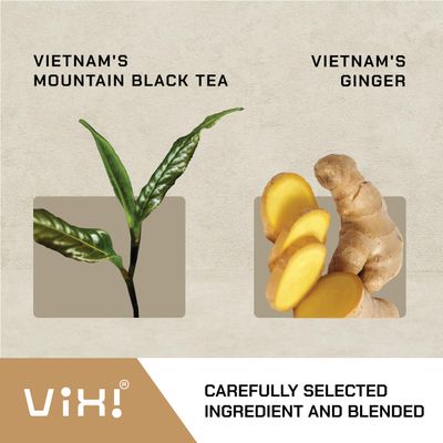 VIXI Ginger Tea Bags Blended with Black Tea, 150 Counts, Vietnam's Mountain Tea, Herbal Tea, Bold Flavored, Tagless, Sugar Free, 100% Natural, Blended by Hand for Hot and Cold Brew