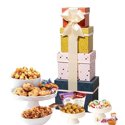 Broadway Basketeers Gourmet Gift Basket for Christmas Holiday Families, College, Chocolate Food Delivery for Birthdays, Appreciation, Thank You, Get Well Soon, Sympathy, Care Package