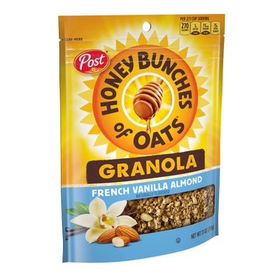 Post Honey Bunches of Oats French Vanilla Almond Granola Cereal, Vanilla Granola with French Vanilla Flavoring and Crushed Almonds, 11 OZ Bag