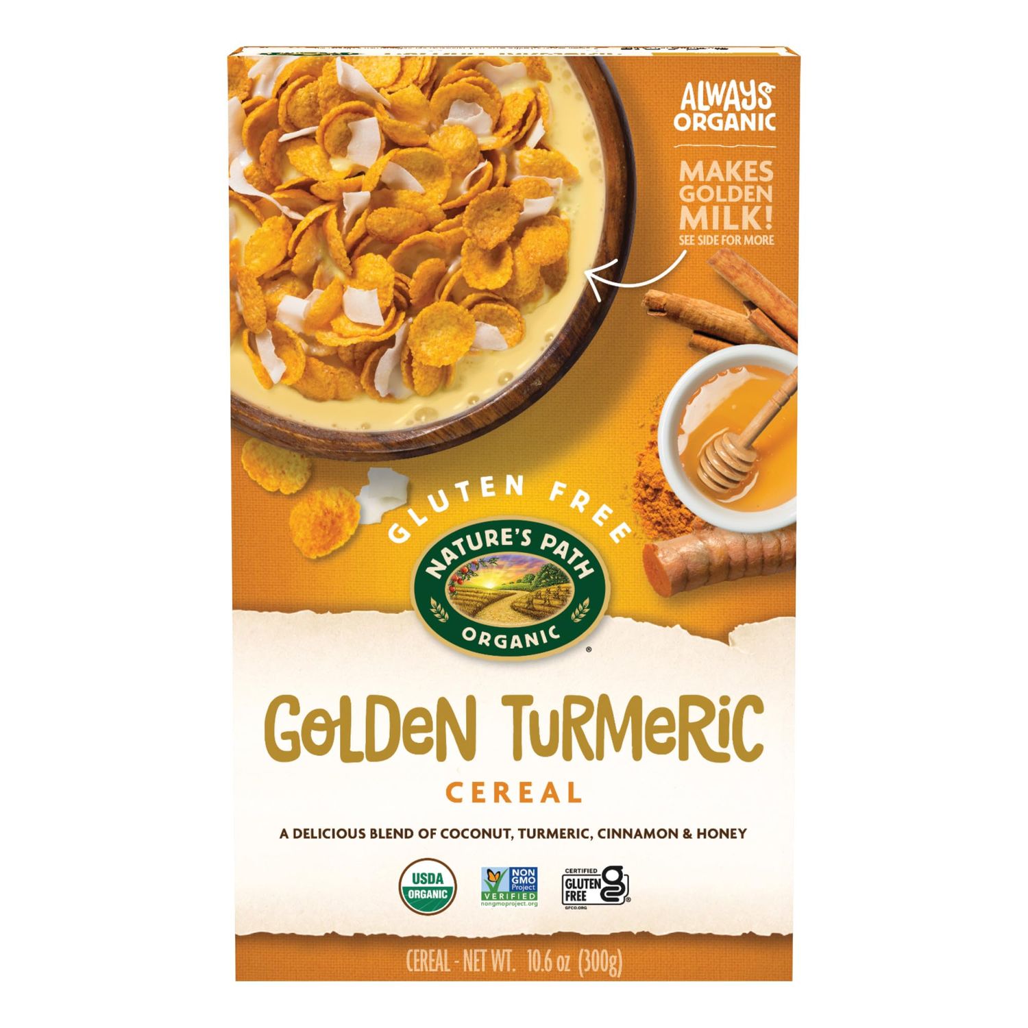 Nature&#39;s Path Organic Golden Turmeric Cereal, 10.6 oz (Pack of 6), Gluten Free, Non-GMO