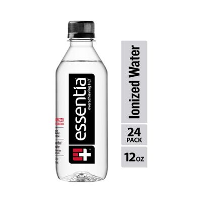 Essentia Water;Ionized Alkaline Bottled Water Clinically Shown to Rehydrate Better*; 99.9% Pure; 9.5 pH or Higher; Consistent Quality in Every BPA and Phthalate-Free Bottle, 12 oz (Pack of 24)