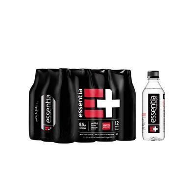Essentia Water;Ionized Alkaline Bottled Water Clinically Shown to Rehydrate Better*; 99.9% Pure; 9.5 pH or Higher; Consistent Quality in Every BPA and Phthalate-Free Bottle, 12 oz (Pack of 24)