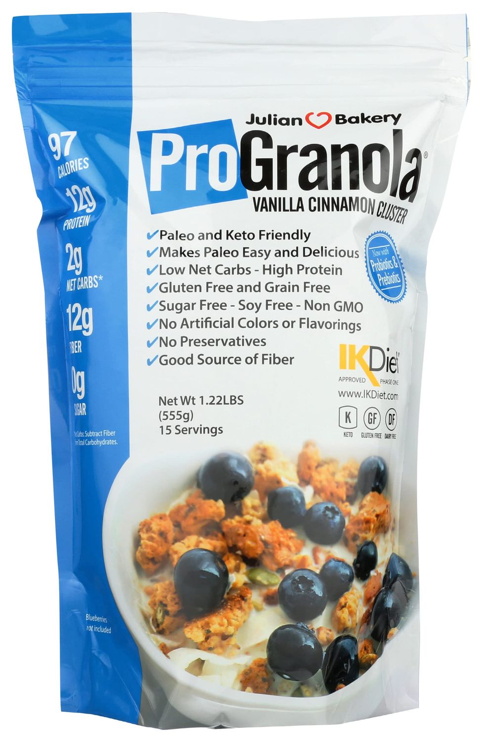 Julian Bakery Vanilla Cinnamon Cluster ProGranola, Low Carbs, Gluten Free, 19.5 Ounces (Pack Of 12)