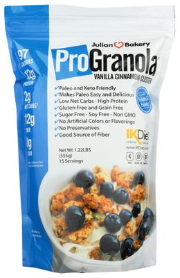 Julian Bakery Vanilla Cinnamon Cluster ProGranola, Low Carbs, Gluten Free, 19.5 Ounces (Pack Of 12)