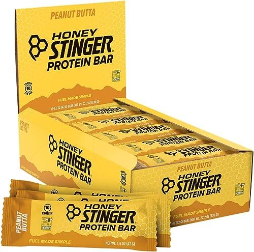 Honey Stinger Protein Bar | Peanut Butta | Protein Packed Food for Exercise, Endurance and Performance | Sports Nutrition Snack for Home &amp; Gym, Post Workout | Box of 15