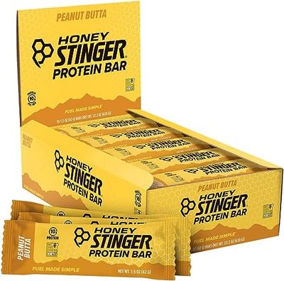 Honey Stinger Protein Bar | Peanut Butta | Protein Packed Food for Exercise, Endurance and Performance | Sports Nutrition Snack for Home &amp; Gym, Post Workout | Box of 15