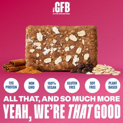The Gluten Free Brothers - Oatmeal Raisin Snack Bars - Gluten Free Protein Bars - Non GMO, Soy Free, Dairy Free, Vegan - Plant Based Protein Bars, 2.05 Oz (12 Count)