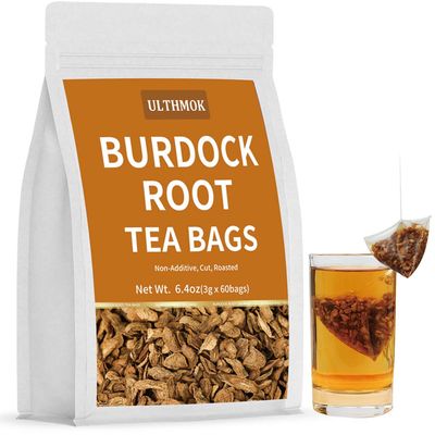 Premium Burdock Root Tea Bags,60 Tea Bags/6.4Oz.100% Natural Burdock Tea,No Additives,Caffeine Free.