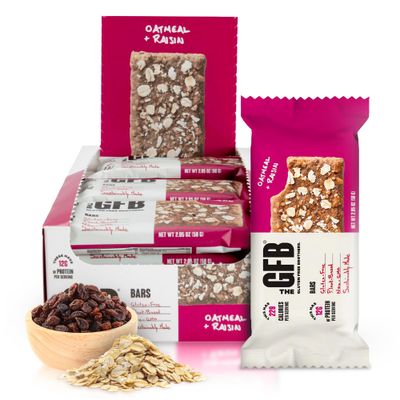 The Gluten Free Brothers - Oatmeal Raisin Snack Bars - Gluten Free Protein Bars - Non GMO, Soy Free, Dairy Free, Vegan - Plant Based Protein Bars, 2.05 Oz (12 Count)