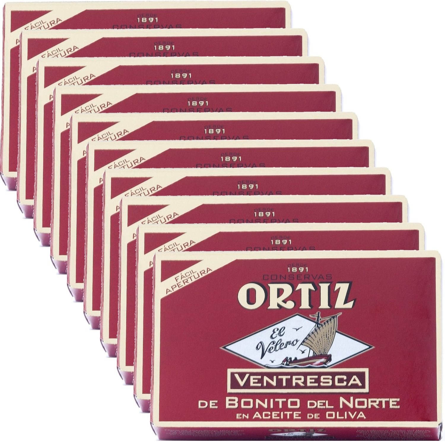Ortiz Ventresca White Tuna Belly in Oil, 3.95 oz (Pack of 10) | Superior Canned Tuna in Olive Oil | Ortiz Albacore Tuna in Olive Oil | 10 pack (3.95oz/112g each)