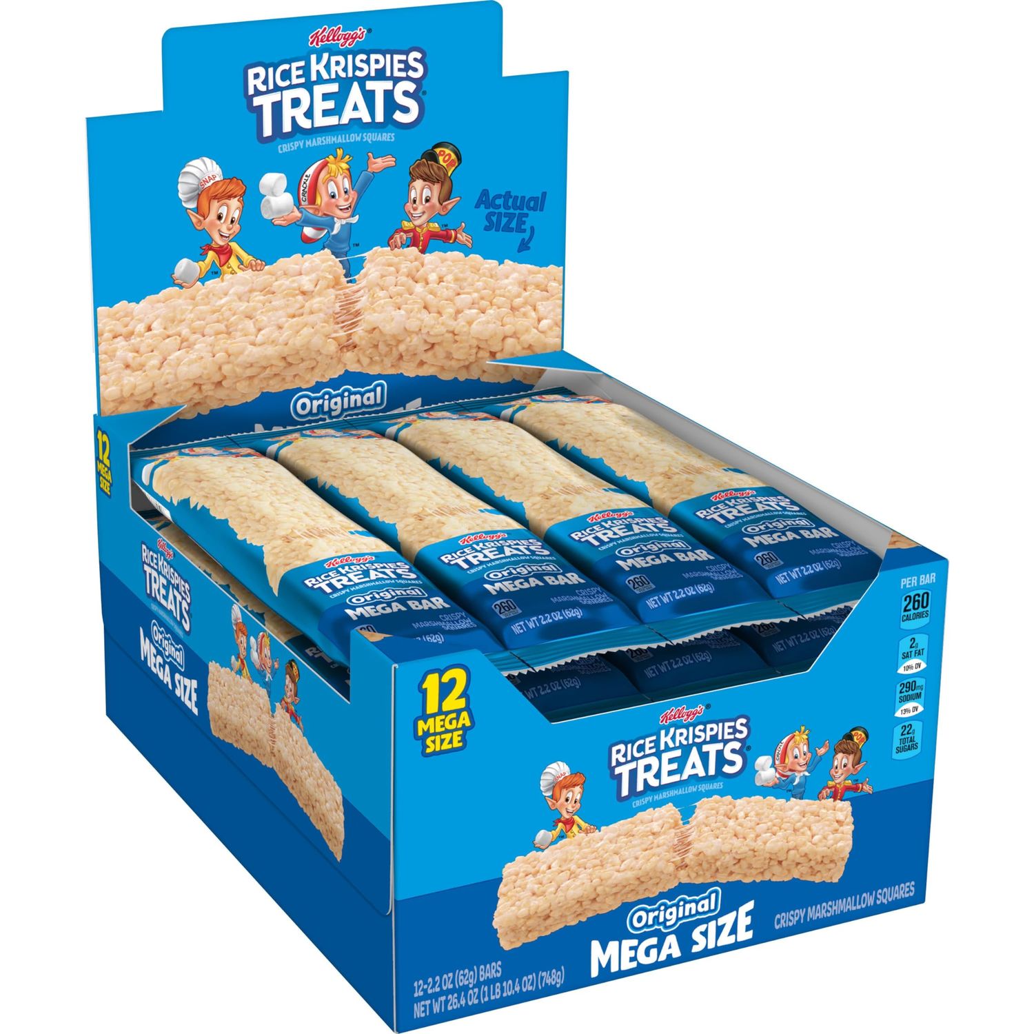 Rice Krispies Treats Marshmallow Snack Bar, Kids Snacks, School Lunch, Original, 2.2oz Bar (1 Bar)