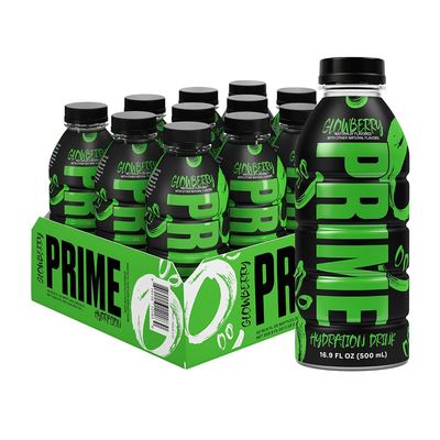 Prime Hydration Sports Drink by Logan Paul &amp; KSI Glowberry - 12 x 500ml Pack
