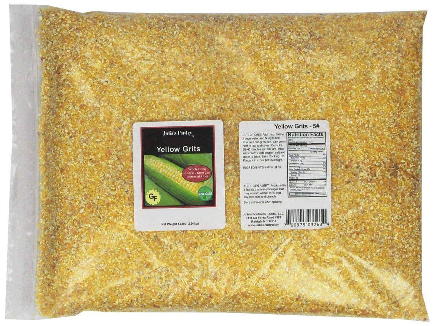 Yellow Corn Grits 5lb Pkg Non GMO Naturally Gluten Free Coarse Ground