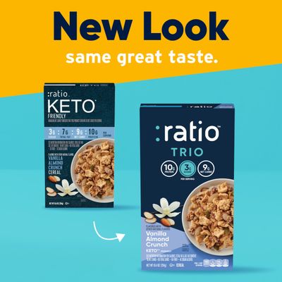 Ratio Trio Vanilla Almond Crunch Cereal, 10g Protein, Keto Friendly, 10.4 oz