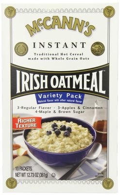 McCANN&#39;S Instant Irish Oatmeal, Variety Pack of Regular, Apples &amp; Cinnamon, and Maple &amp; Brown Sugar, 10-Count Boxes (Pack of 6)
