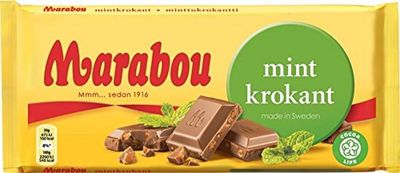 Marabou Mint Krokant Milk Chocolate Bar 200g (Sweden)
