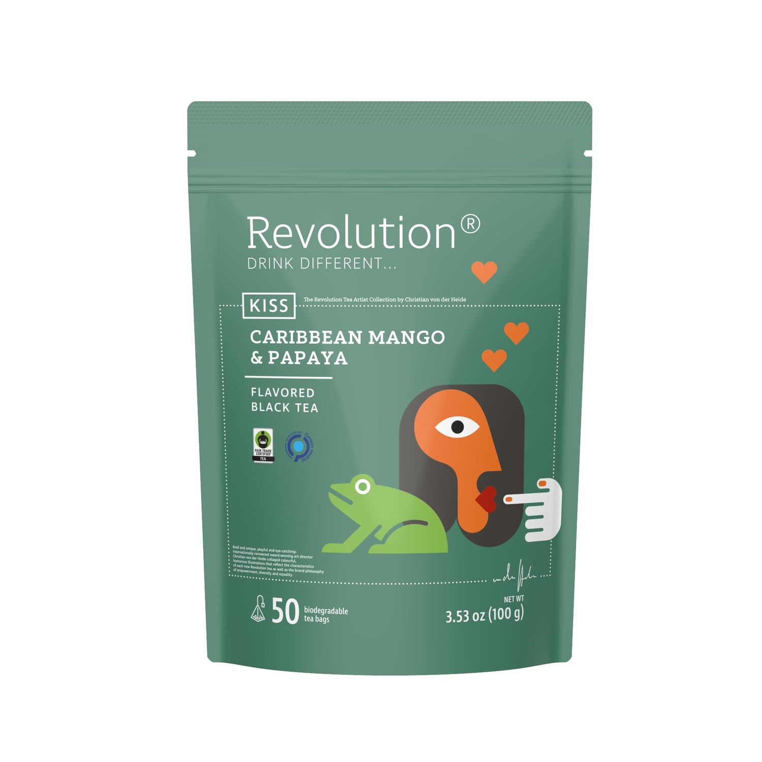 REVOLUTION TEA Tropical Black Tea [THE ORIGINAL] - Caribbean Mango &amp; Papaya - Premium Full Leaf Tea - Biodegradable Infuser Tea Bags - Flavored Black Tea - 50 Bags