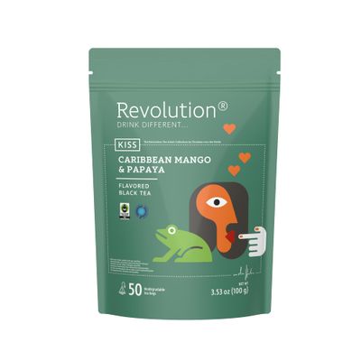 REVOLUTION TEA Tropical Black Tea [THE ORIGINAL] - Caribbean Mango &amp; Papaya - Premium Full Leaf Tea - Biodegradable Infuser Tea Bags - Flavored Black Tea - 50 Bags