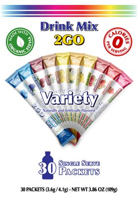 GramZero 2GO Sticks - Variety Pack, Zero Calorie Sugar Free Drink Mix, Stevia Sweetened, Great For Nutrition Club Loaded Tea To Go Kits