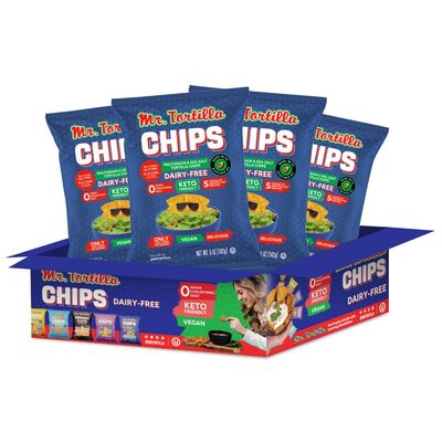 Mr. Tortilla Keto Chips - Dairy Free, Keto Friendly Tortilla Chips Protein Snacks, 3 Net Carbs Per Serving, 10g Protein per Bag, Low Carb, Protein Chips - (Multigrain 2 oz Bags, 4-Pack)