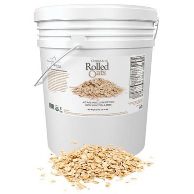 Mountain High Organics Inc. Certified Organic Rolled Oats 6G Bucket (23LBS), Tan