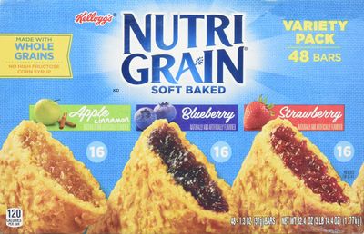 Kellogg&#39;s Nutri-Grain Cereal Bars (Variety Pack of Apple Cinnamon, Blueberry, Strawberry, 48-Count Box)