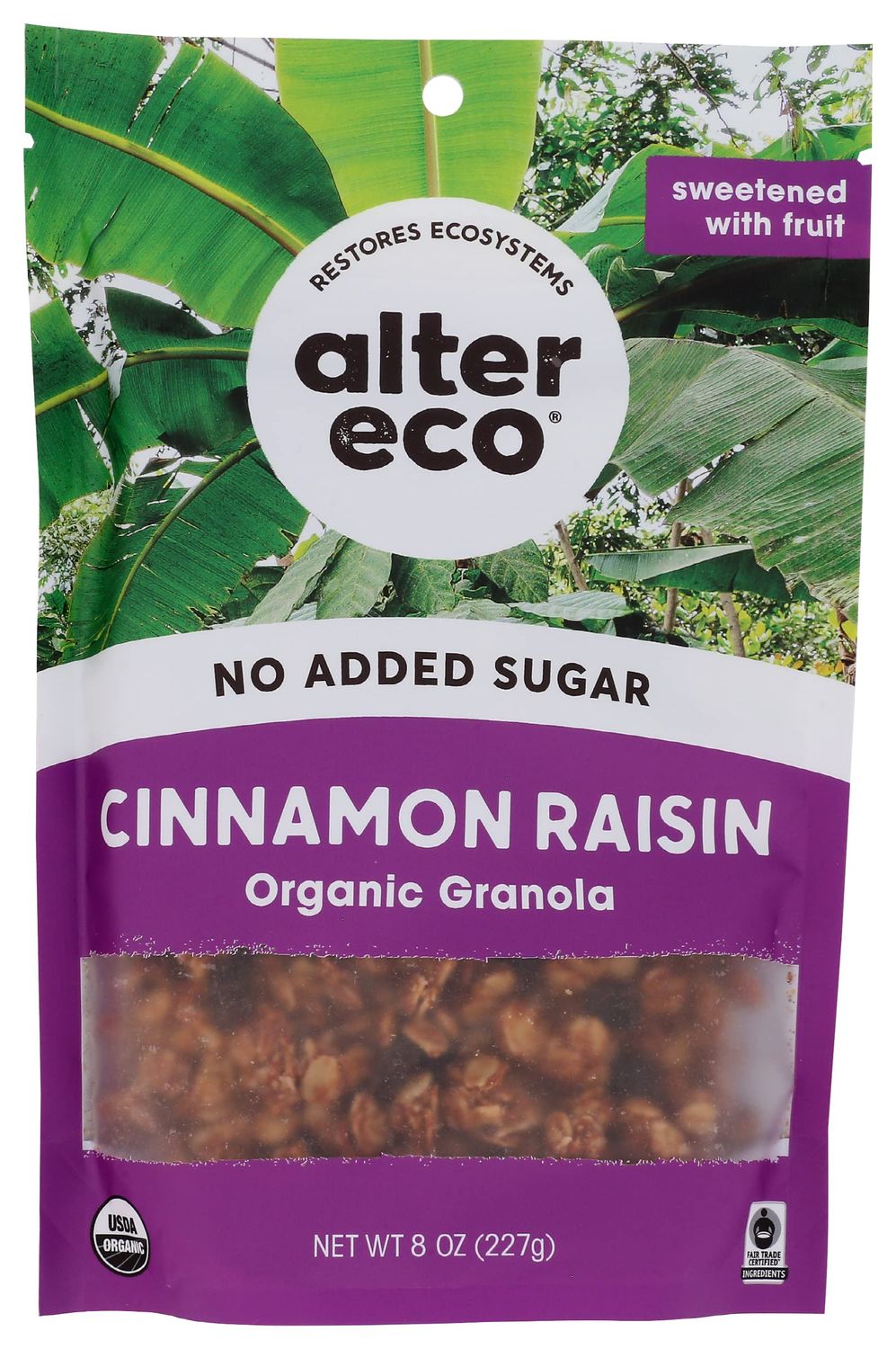 Alter Eco Organic Cinnamon Raisin Granola, No Artificial Sweetener, 8 Ounce (Pack of 6)