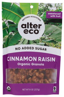 Alter Eco Organic Cinnamon Raisin Granola, No Artificial Sweetener, 8 Ounce (Pack of 6)