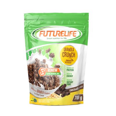 FUTURELIFE Smart Food Crunch Granola | 700g/24.7oz | 7g Protein | High Energy | Contains Probiotics | Rolled Oats | High In Dietary Fiber | (Chocolate, 2)