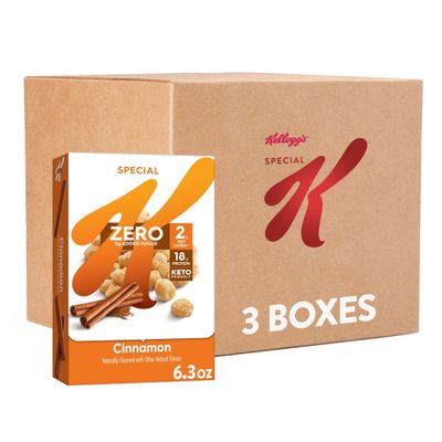 Kellogg&#39;s Special K Cold Breakfast Cereal, Zero, Keto Friendly, Cinnamon (3 Boxes)