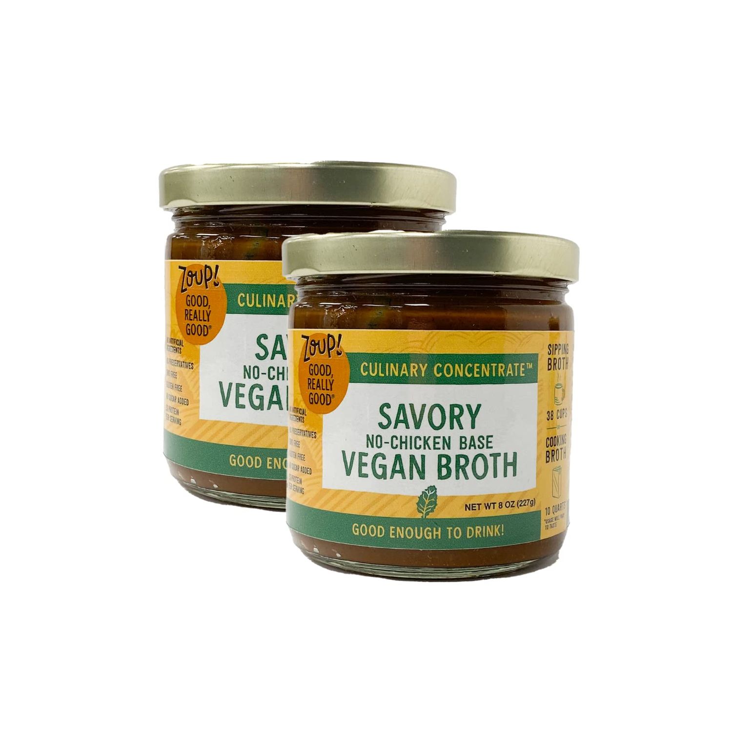Zoup! Good, Really Good Savory No-Chicken Vegan Broth Culinary Concentrate, 2 Pack, 7 Oz Each