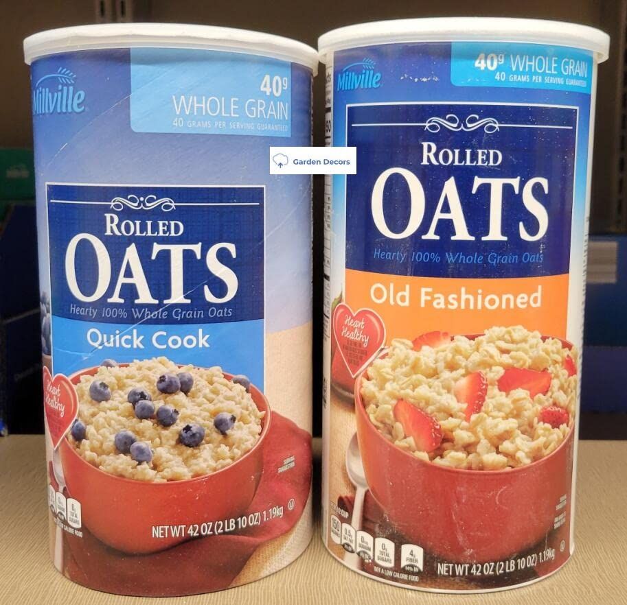 Millville Rolled Oats Hearty 100% Whole Grain Oats Quick Cook &amp; Old Fashioned 42oz 1.19kg (Two Tubes)