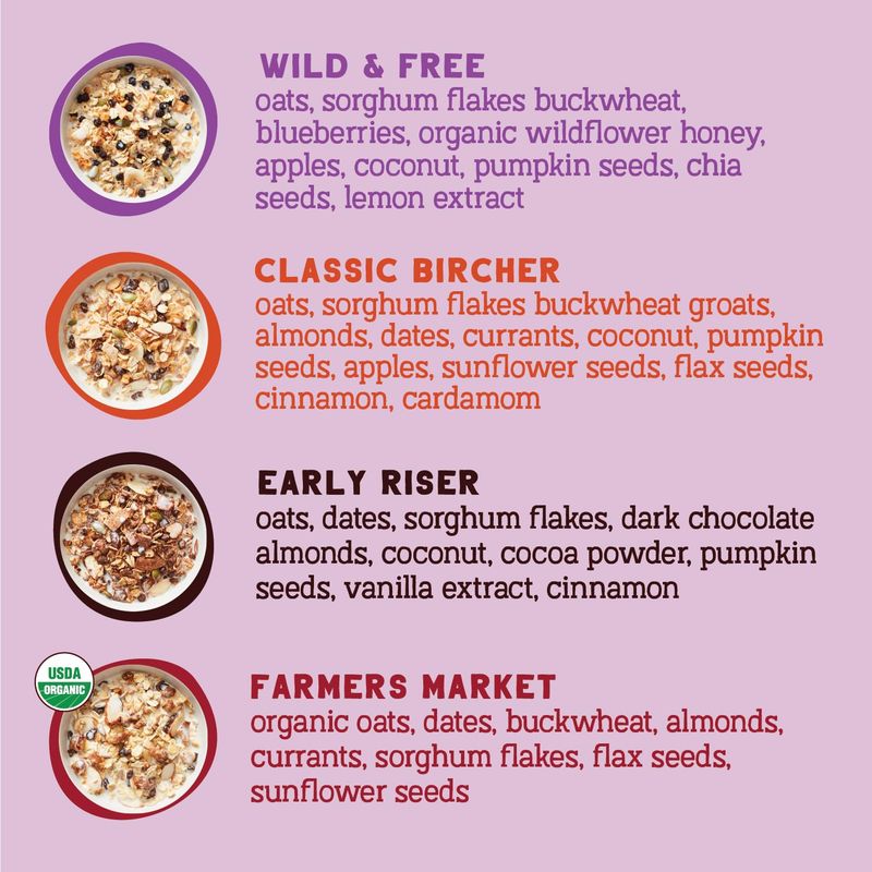 Seven Sundays Muesli Cereal Variety Pack - 4 Count, 12 Oz Bag - Certified Gluten Free Muesli - Non GMO, No Refined Sugar and Kosher