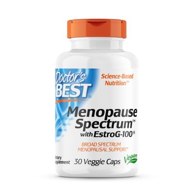 Doctor&#39;s Best Menopause Spectrum with EstroG-100, Non-GMO, Vegan, Gluten Free, Soy Free, Veggie Caps, 30 Count