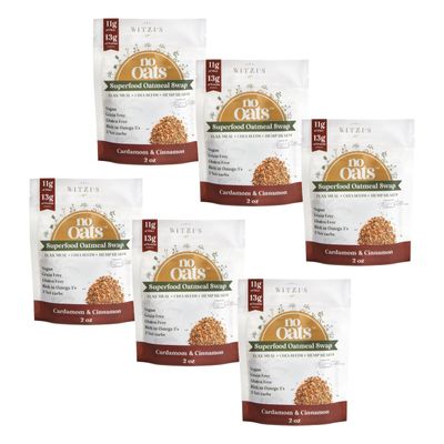 Witzi&#39;s NoOats - Grain Free Overnight Oatmeal Swap - Grain Free, Gluten Free, No Sugar, Low Carb, Vegan, Keto, Superfood Seed Mix - Cardamom &amp; Cinnamon Flavor, 2oz (Pack of 6)