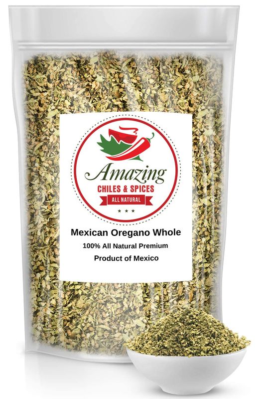 Dried Mexican Oregano 1LB (16oz) Fresh and Fragrant - Dried Whole Leaves - Use in Mexican Recipes like Pasole, Stews, Salsa, Meats, Enchiladas. Resealable Bag. By Amazing Chiles and Spices.