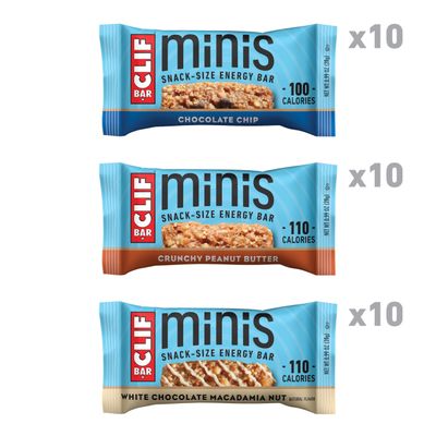 CLIF BAR Minis - Variety Pack - Made with Organic Oats - 4-5g Protein - Non-GMO - Plant Based - Snack-Size Energy Bars - 0.99 oz. (30 Count)