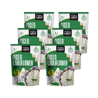 Kitchen &amp; Love Riced Cauliflower 8 oz (6 Pack) | Low Carb Rice Alternative, Vegan, Gluten Free, Ready to Eat Food or Microwaveable Food, Dairy Free, Shelf Stable Food, Precooked Rice