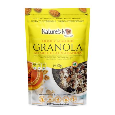 Nature&#39;s Mix Honey Almond Granola - with Almonds, Raisins, and Dried Currants - Sweetened with Canadian Honey - No Sugar, Salt, or Preservatives - Ideal for Yogurt, Cereal, or Snacking - Large