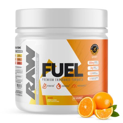RAW Fuel, Premium Endurance Supplement Powder, Orange (60 Servings) - Peak Performance, Hydration &amp; Stamina During Workouts, Training or Competition - 24g of Carbohydrates &amp; 300mg of Sodium