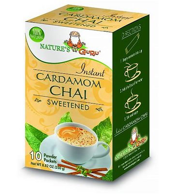 Nature&#39;s Guru Instant Cardamom Chai Tea Drink Mix, Sweetened, 10 Count Single Serve On-the-Go Drink Packets (Pack of 8)